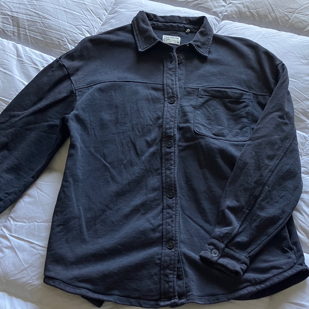 Blue Gray Button-Up Shacket from Frank & Oak